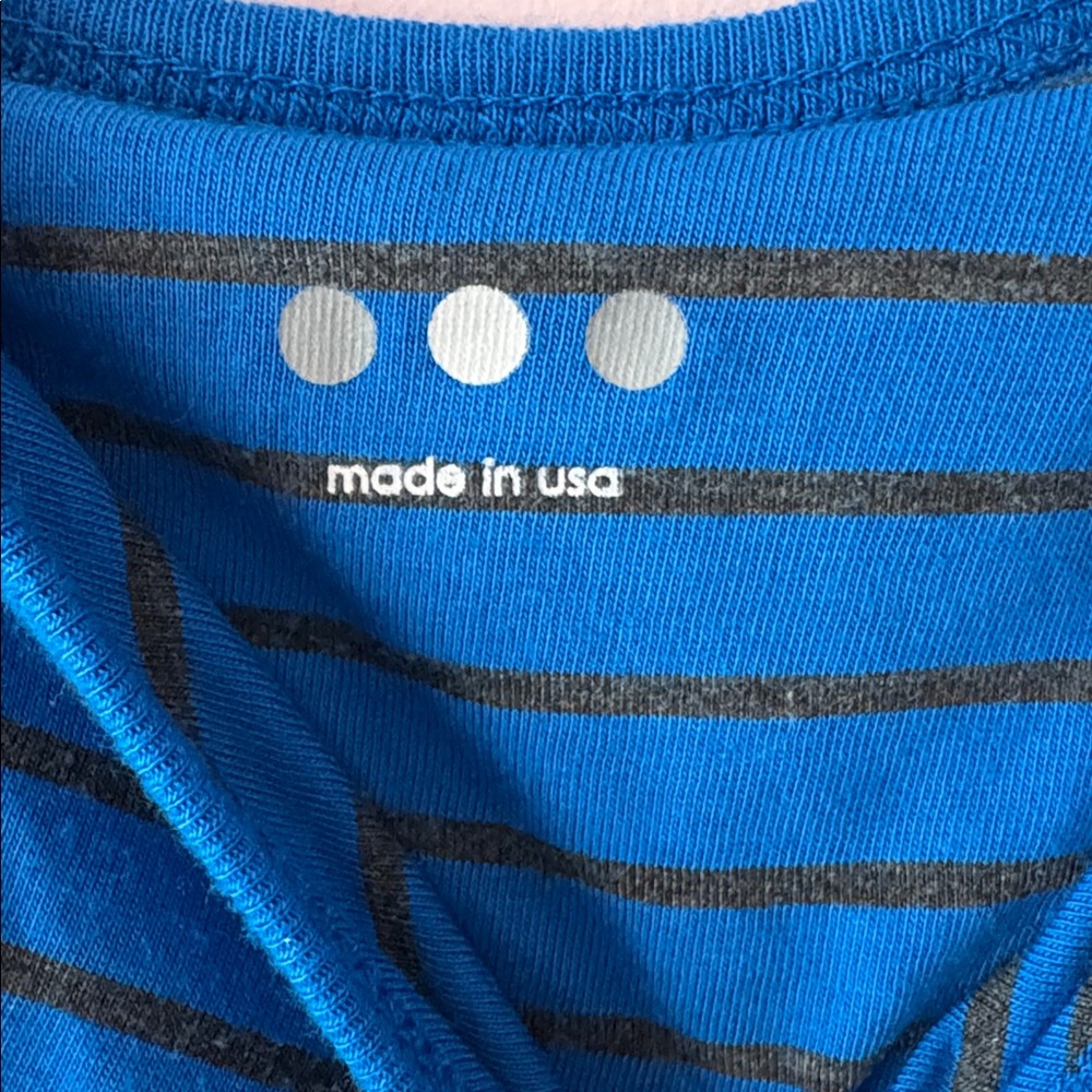 3 Three Dots Blue Striped cotton Knit Dress - Picture 5 of 8